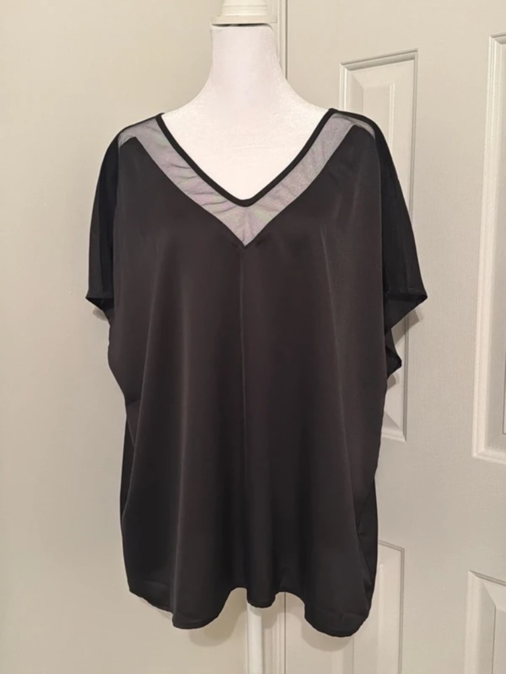 Black Short‑Sleeve Blouse 2XL